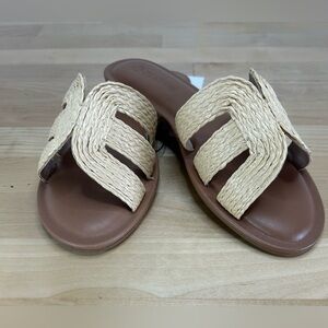 The Drop Monika Raffia Slide Sandals Size 5 Natural Woven Summer Flats
